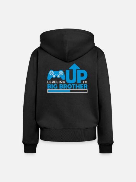 Leveling up big brother - Frauen Premium Bio Zip Hoodie - Schwarz