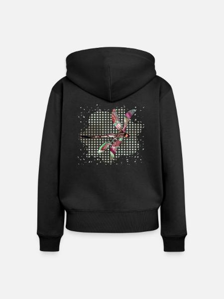 Libelle - Frauen Premium Bio Zip Hoodie - Schwarz