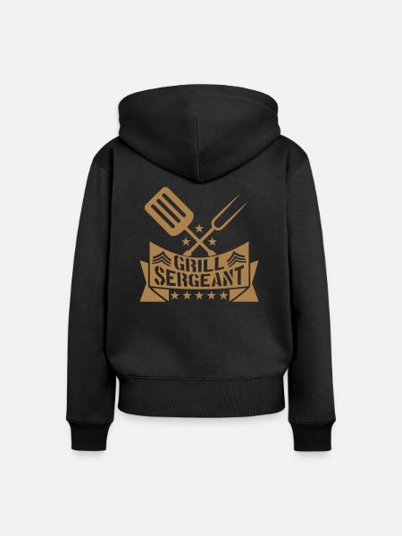 BBQ Grill Sergeant Grillmeister - Frauen Premium Bio Zip Hoodie - Schwarz