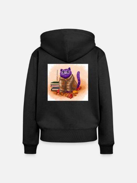 Herbst Katze - Frauen Premium Bio Zip Hoodie - Schwarz