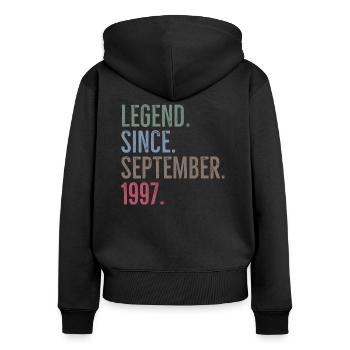 Legende seit September 1997 - Frauen Premium Bio Zip Hoodie - Schwarz - Hinten - Julia (174cm)