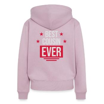 best cousin ever Zitat - Frauen Premium Bio Zip Hoodie - Altrosa - Hinten - Julia (174cm)