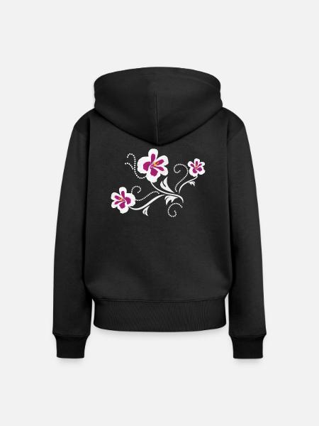 Stilisierte Pelargoniumblüten - Frauen Premium Bio Zip Hoodie - Schwarz