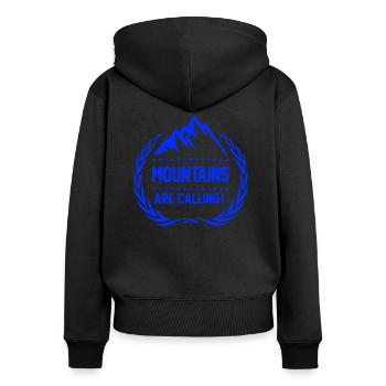 mountains are calling - Frauen Premium Bio Zip Hoodie - Schwarz - Hinten - Julia (174cm)