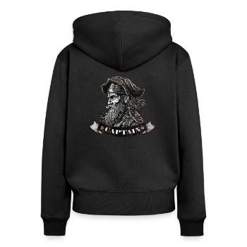 Capitaine - Sweat à capuche zippé Premium bio Femme - noir - Dos - Julia (174cm)