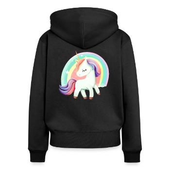 Cute unicorn - Sweat à capuche zippé Premium bio Femme - noir - Dos - Julia (174cm)