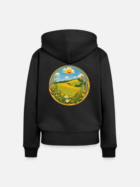 Blühender Frühling - Frauen Premium Bio Zip Hoodie - Schwarz