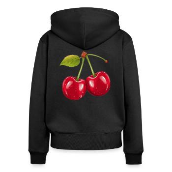 2 cherries on a stick - Women's Premium Organic Zip Hoodie - black - Back - Julia (174cm)