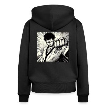 Karate Judo Japan Japanisch - Frauen Premium Bio Zip Hoodie - Schwarz - Hinten - Julia (174cm)