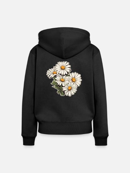 Gänseblümchen 5 Blüten - Frauen Premium Bio Zip Hoodie - Schwarz