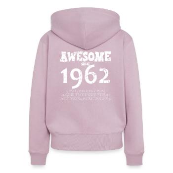 1962 - Legendärer 62. Jahrestag - Frauen Premium Bio Zip Hoodie - Altrosa - Hinten - Julia (174cm)