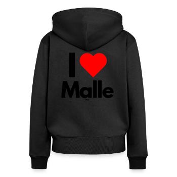 Malle I love Malle - Frauen Premium Bio Zip Hoodie - Schwarz - Hinten - Julia (174cm)