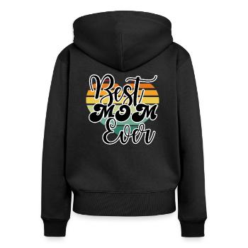 Best Mom Ever - vintage rainbow heart - Women's Premium Organic Zip Hoodie - black - Back - Julia (174cm)