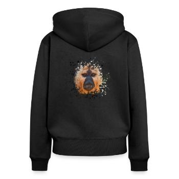 Saki à face blanche - Sweat à capuche zippé Premium bio Femme - noir - Dos - Julia (174cm)