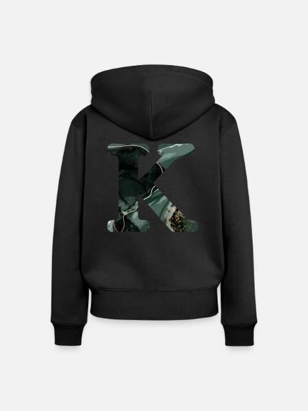Grün marmorierter Buchstabe K - Frauen Premium Bio Zip Hoodie - Schwarz