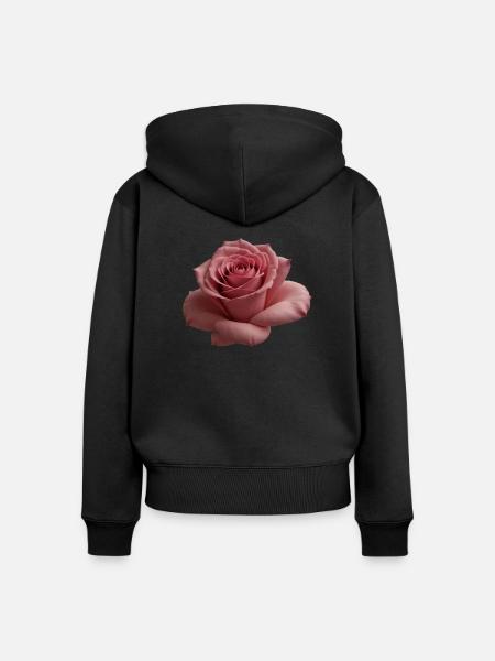 Rose groß - Frauen Premium Bio Zip Hoodie - Schwarz