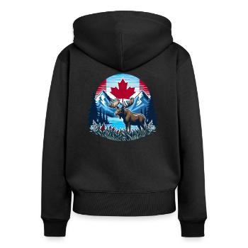 Kanada 24 - Frauen Premium Bio Zip Hoodie - Schwarz - Hinten - Julia (174cm)