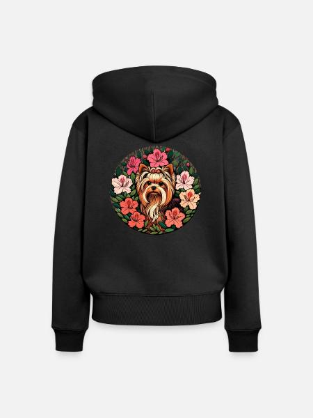 Süßer Yorkie - Frauen Premium Bio Zip Hoodie - Schwarz
