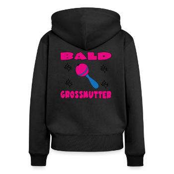 KAHLE GROSSMUTTER - Frauen Premium Bio Zip Hoodie - Schwarz - Hinten - Julia (174cm)