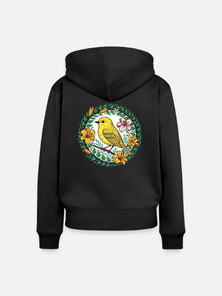 Gelber Fink - Frauen Premium Bio Zip Hoodie - Schwarz