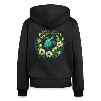 Meeresschildkröte - Frauen Premium Bio Zip Hoodie - Schwarz - Hinten - Julia (174cm)