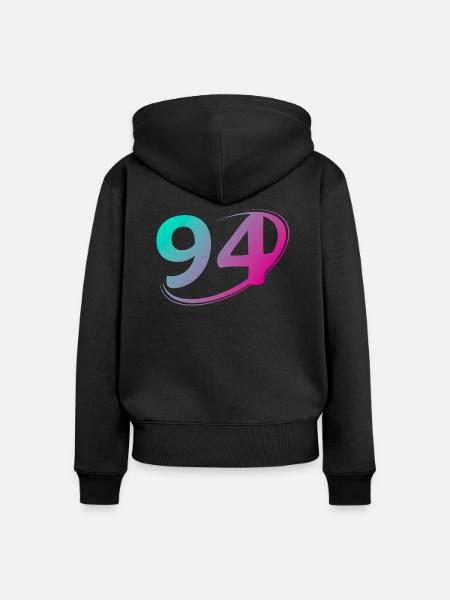 Nummer 94 mehrfarbig - Frauen Premium Bio Zip Hoodie - Schwarz