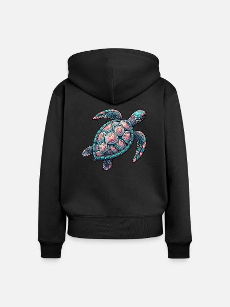 Dekorative Meeresschildkröte - Frauen Premium Bio Zip Hoodie - Schwarz