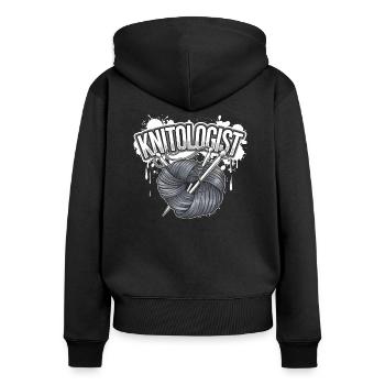 Maître du tricot - Sweat à capuche zippé Premium bio Femme - noir - Dos - Julia (174cm)