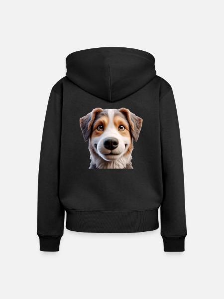 Hund Kopf 3 - Frauen Premium Bio Zip Hoodie - Schwarz