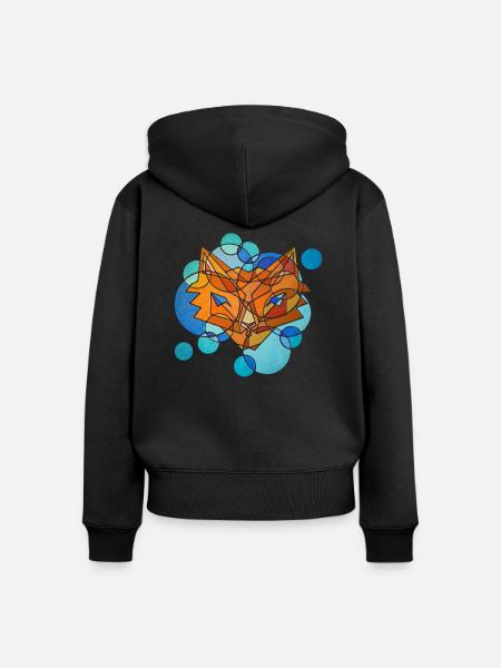 Fuchs Geometrie - Frauen Premium Bio Zip Hoodie - Schwarz