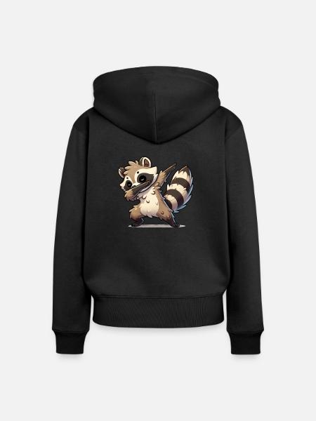 waschbär dabbing - Frauen Premium Bio Zip Hoodie - Schwarz