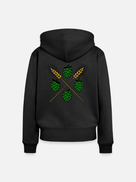 Hopfen und Gerste - Bier - Frauen Premium Bio Zip Hoodie - Schwarz