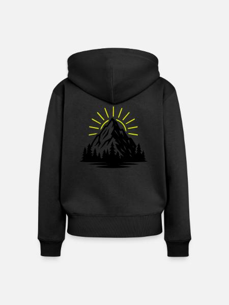 Berg Natur Sonne - Frauen Premium Bio Zip Hoodie - Schwarz