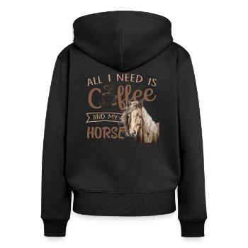 all I need is coffee and my horse - Women's Premium Organic Zip Hoodie - black - Back - Julia (174cm)