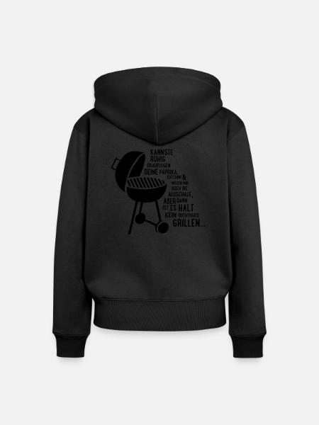 kein richtiges grillen - Frauen Premium Bio Zip Hoodie - Schwarz