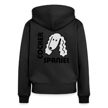 Cocker Spaniel - Frauen Premium Bio Zip Hoodie - Schwarz - Hinten - Julia (174cm)