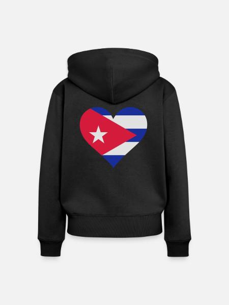Ein Herz für Kuba - Frauen Premium Bio Zip Hoodie - Schwarz