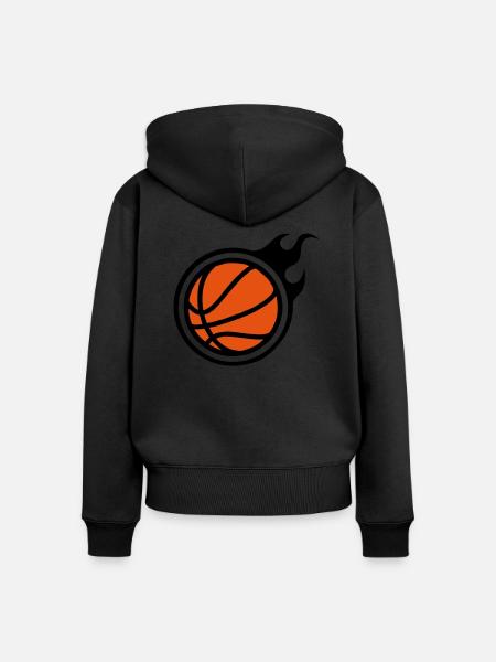 Basketball mit Flammen - Frauen Premium Bio Zip Hoodie - Schwarz