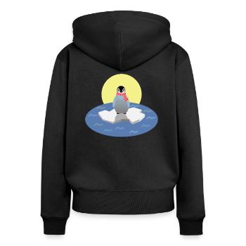 penguin - Women's Premium Organic Zip Hoodie - black - Back - Julia (174cm)