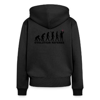 Schiedsrichter - Frauen Premium Bio Zip Hoodie - Schwarz - Hinten - Julia (174cm)