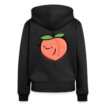 Pfirsich - Frauen Premium Bio Zip Hoodie - Schwarz - Hinten - Julia (174cm)