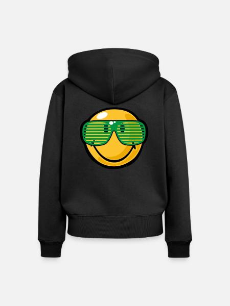 Smiley Sunglasses - Frauen Premium Bio Zip Hoodie - Schwarz