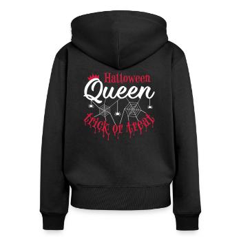 Halloween Queen - un tour ou un régal - Sweat à capuche zippé Premium bio Femme - noir - Dos - Julia (174cm)