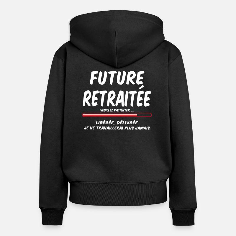 Future retraitée - Sweat à capuche zippé Premium bio Femme - noir