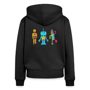 Robot child picture - Women's Premium Organic Zip Hoodie - black - Back - Julia (174cm)