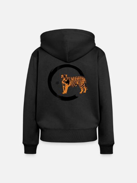 Zen Tiger - Frauen Premium Bio Zip Hoodie - Schwarz