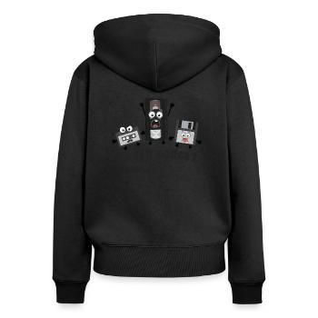 Never forget - nie vergessen - Frauen Premium Bio Zip Hoodie - Schwarz - Hinten - Julia (174cm)