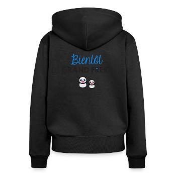 bientôt grand frère - Sweat à capuche zippé Premium bio Femme - noir - Dos - Julia (174cm)