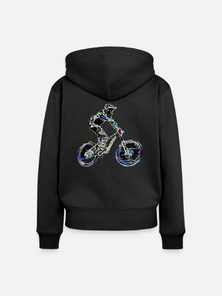 Mountainbiken bergab - Frauen Premium Bio Zip Hoodie - Schwarz