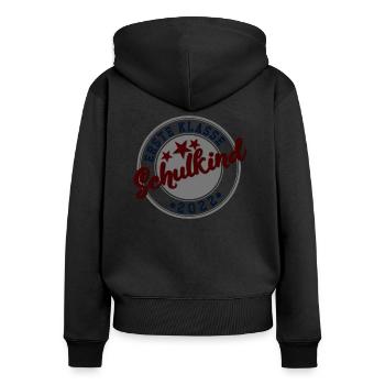 Schulkind 2022 - Frauen Premium Bio Zip Hoodie - Schwarz - Hinten - Julia (174cm)